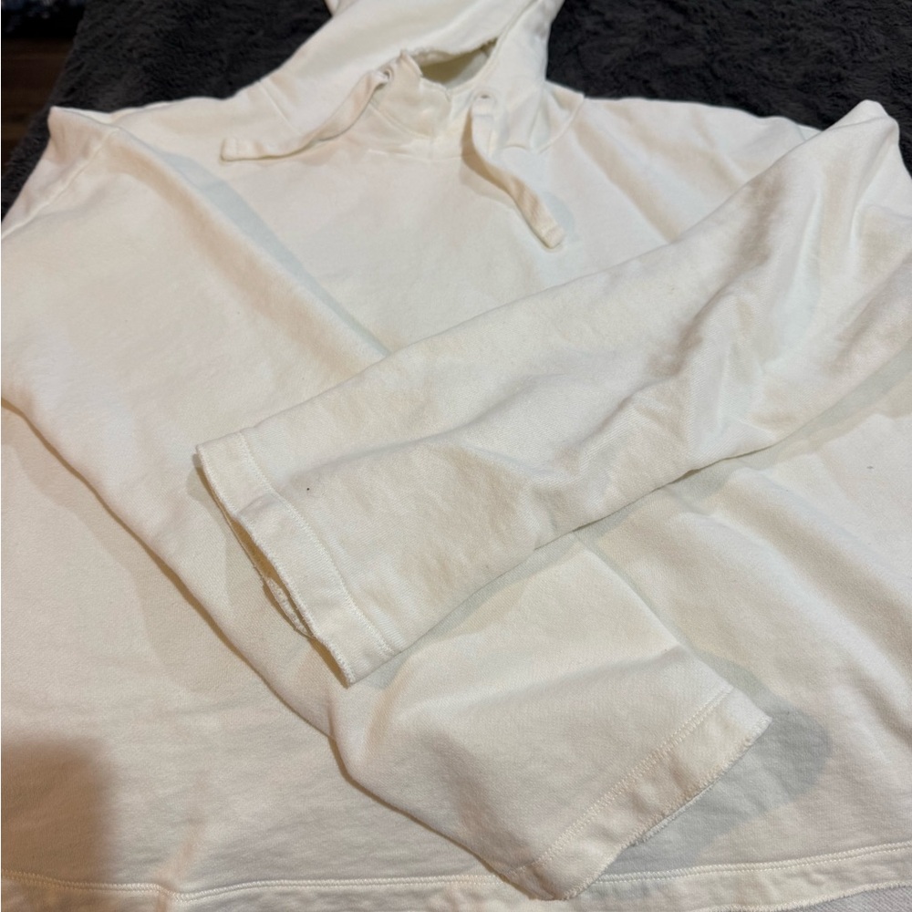 UpWest Womens Pullover Fleece Hoodie Dolman Sleeves Oversized Cream Size Medium